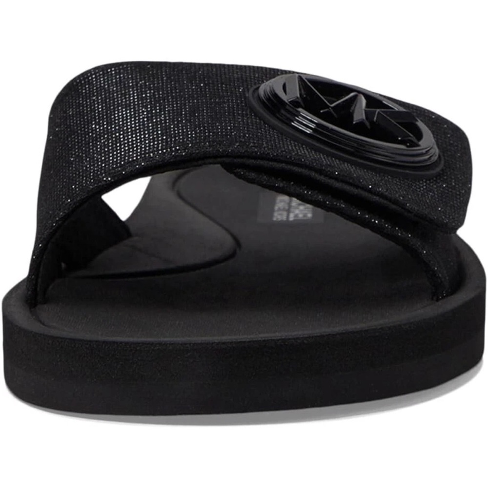 EUC Michael Kors Glitter Black Slides Velcro Closure Size 8 MK Charm  Branding - Picture 13 of 14